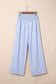 Black Stripe Shirred High Waist Loose Summer Pants