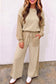 Red Color Block Plaid Patchwork Long Sleeve Pullover Wide Leg Pant Set
