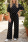 Black Polka Dot Half Sleeve Loose Top Elastic Waist Casual Pants Set