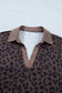 Brown V Neck Collar Leopard Printed 2pcs Short Set
