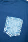 Sail Blue Color Block Chest Pocket Patched Casual Short Sleeve Top
