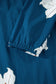 Blue Floral Print Shirt Collar V Neck 3/4 Sleeve Shift Midi Dress