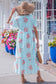 Pink Notched Neck Flutter Short Sleeve Floral Print Maxi Dress