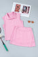 Pink Solid Color Sleeveless Zipper Tank and Skort Set