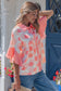 Pink Double Polka Dot Printed Ruffle Trim Short Sleeve Babydoll Shirt