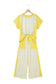 Yellow Color Block Patchwork Polka Dot Wide Leg Pant Set