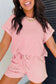 Brown Stripe Breathable Textured Knit Short 2pcs Set