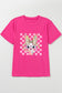 Rose Red Plaid Bubble Gum Rabbit Graphic Easter T Shirt