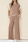 Strawberry Pink Color Block Detail Casual Two-piece Set