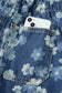 Sky Blue Dainty Floral Printed Drawstring Barrel Jeans