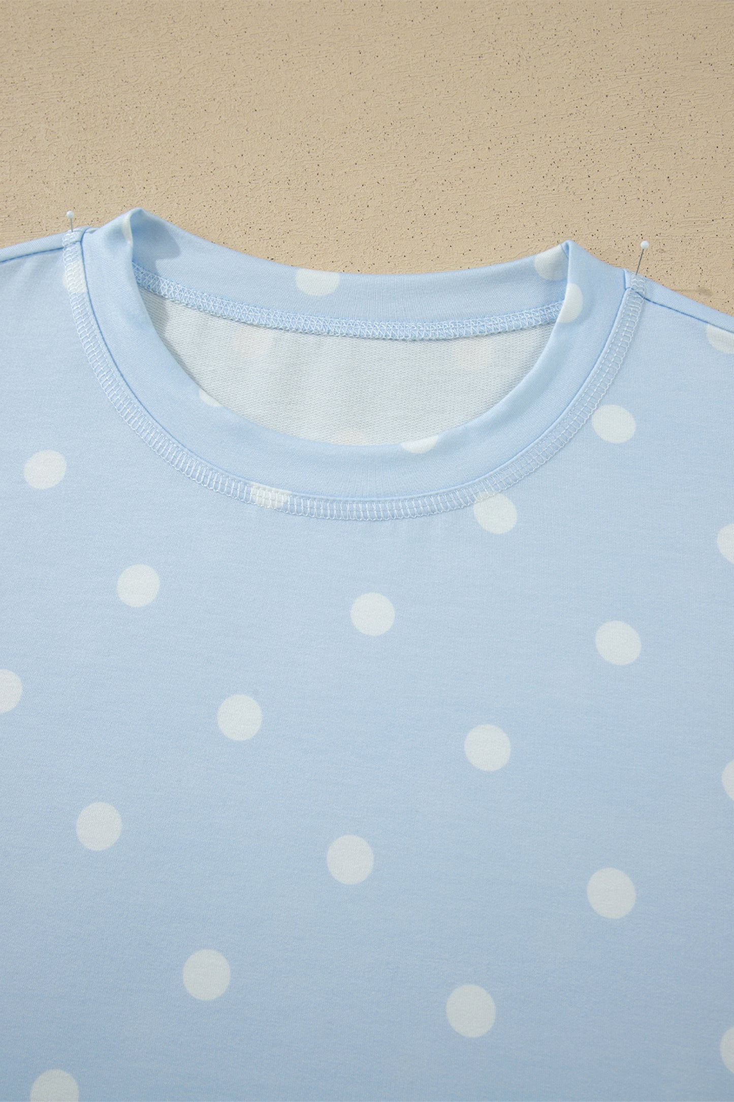 White Exposed Seam Detail Polka Dot Loose Tee Drawstring Shorts Set