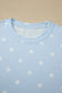 White Exposed Seam Detail Polka Dot Loose Tee Drawstring Shorts Set
