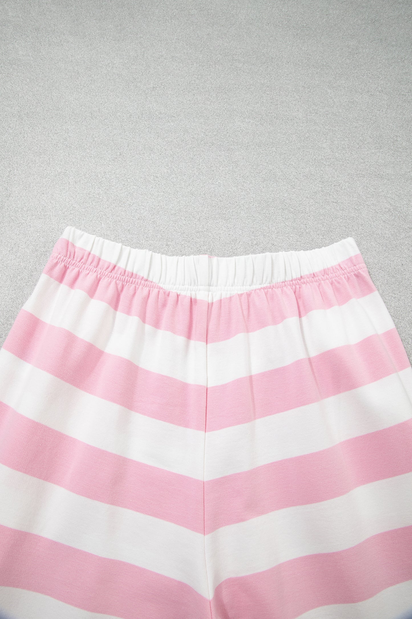 Pink Stripe Color Block Patchwork Zip Long Sleeve Top Elastic Waist Pants Set