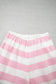 Pink Stripe Color Block Patchwork Zip Long Sleeve Top Elastic Waist Pants Set