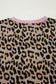 Pink Leopard Print Contrast Edge Long Sleeve Pullover Shorts Set