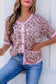 Pink Leopard Button Down Short Sleeve Sweater Cardigan