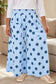 Brown Polka Dot Elastic Waist Wide Leg Plus Size Pants