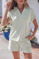 Purple Stripe Dolman Sleeve Polo Shirt and Drawstring Shorts Set