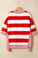Red Stripe Sequin Bow Patriotic Half Sleeve Top