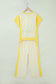 Yellow Color Block Patchwork Polka Dot Wide Leg Pant Set