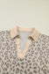 Khaki V Neck Collar Leopard Printed 2pcs Short Set