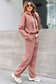 Dark Khaki Leopard Drawstring Pullover Hoodie and High Waist Pants Corduroy Suit