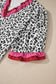 Gray Ruffled Trim V Neck Leopard Print Short Sleeve Blouse