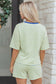 Rose Stripe Drop Shoulder Boxy Casual Terry Short Set