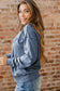 High-rise saved by grace Letter Embroidery Mineral Wash Loose Sweatshirt