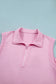 Pink Solid Color Sleeveless Zipper Tank and Skort Set