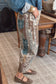Multicolour Boho Floral Patchwork Western Print Straight Leg Ankle-Length Jeans