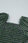 Green Plaid Square Neck Shirred High Waist Ruffle Hem Dress