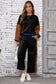Blackish Green 2pcs Color Block Pullover Loose Pant Set