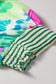 Pink Floral Print Striped Trim Button Down Short Sleeve Vacation Dress
