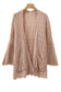Old Rose Drop Shoulder Crochet Knit Open Front Cardigan