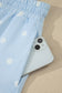 White Exposed Seam Detail Polka Dot Loose Tee Drawstring Shorts Set