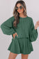 Jet Stream Corded Lantern Sleeve Top High Waist Ruffled Mini Skort Set