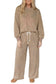 Khaki Leopard Star Print Long Sleeve Loose Casual Two Piece Pants Set