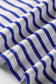 Blue Stripe Contrast Trim Round Neck Cap Sleeve Tee