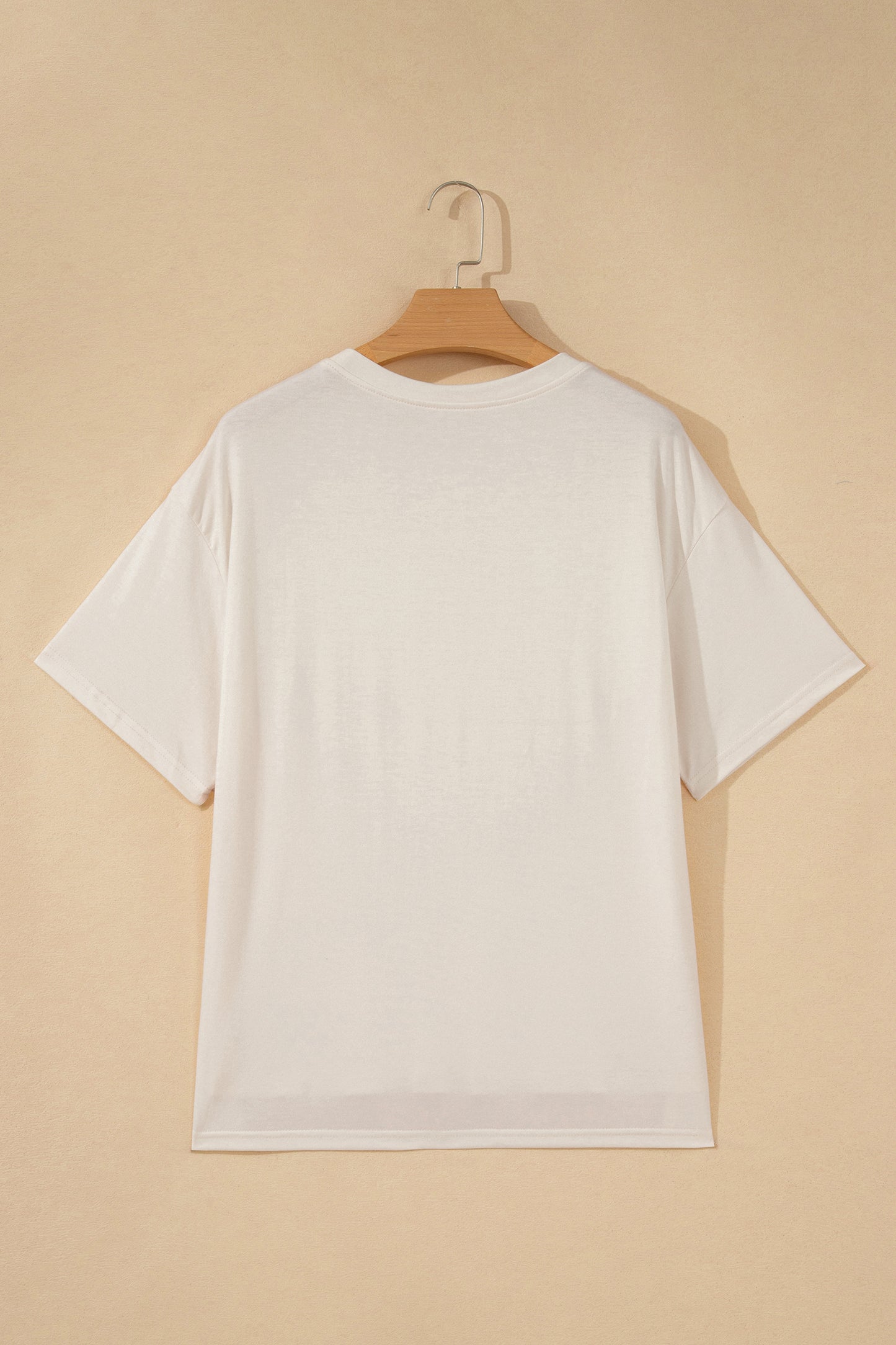 White Loose Knit Vintage Flag Bow Patched T Shirt