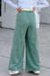 Sea Green Color Block Flower Patchwork Drawstring Contrasted Elastic Waist Wide Leg Pants