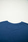 Sail Blue Color Block Chest Pocket Patched Casual Short Sleeve Top