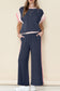 Strawberry Pink Color Block Detail Casual Two-piece Set