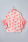 Pink Double Polka Dot Printed Ruffle Trim Short Sleeve Babydoll Shirt
