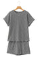 Brown Stripe Breathable Textured Knit Short 2pcs Set