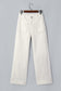 Yellow Solid Color Scalloped Patch Pocket Shift Jeans