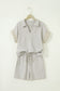 Purple Stripe Dolman Sleeve Polo Shirt and Drawstring Shorts Set