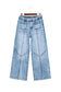 Beau Blue Frayed Studded Detail Wide Leg Pocketed Jeans