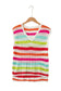 Multicolour Striped Eyelet Knit V Neck Sweater Tee