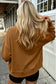 Chestnu COZY Embroidered Long Sleeve Stand Neck Shift Pullover Sweatshirt
